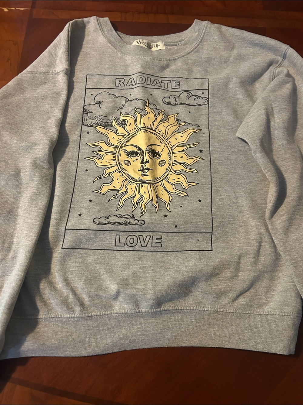 Radiate Love Grey Sweatshirt with Sun Graphic